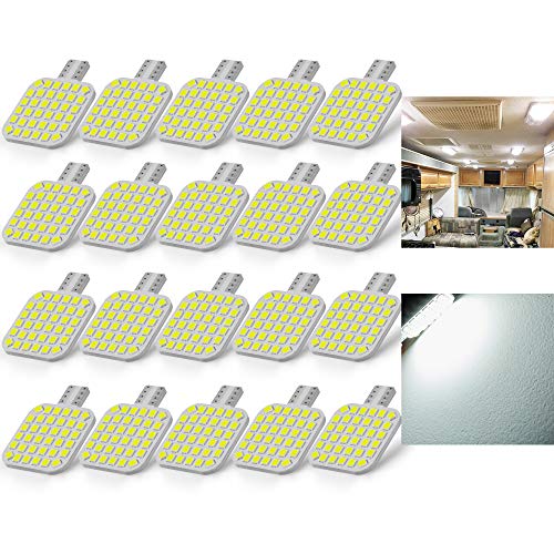 BRISHINE 20PCS 921 Interior LED Light Bulbs for RV, Super Bright 36-SMD 6000K White T10 922 912 194 LED Bulbs Replacement for Camper Trailer Motorhome Indoor Ceiling Dome Lights(12V DC)