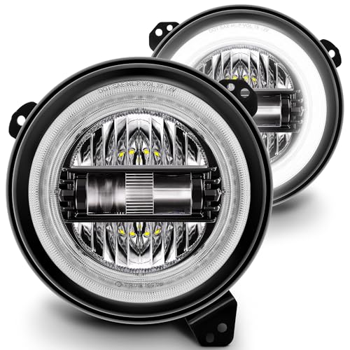 TRUE MODS 9 Inch Round LED Headlights Replacement for 2018-2025 Jeep Wrangler JL JLU Unlimited Gladiator JT Accessories [DOT Approved] [Dual-HALO DRL] Sealed Beam Front Head Light Lamp Bulb