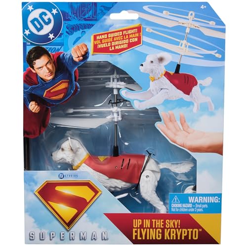 DC Comics, Superman Up in The Sky! Flying Krypto, RC Toys and Remote Control Toys for Kids, 7.5-Inch Hovering Superdog, for Ages 4 and Up