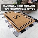 COCO MATS 'N MORE Coir Personalized Doormat Monogrammed, USA (22” x 36”, Black) Vinyl Backing | Durable Outdoor Door Mat for Home Entrance | Keeps Homes Clean (Double Bordered)