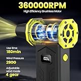 Compressed Air Duster, 360000RPM Electric Air Duster with LED Display, 4 Gear Adjustable Rechargeable Cordless Jet Dry Blower, Replace Compressed Air Can, Air Duster for Car, Computer, Home, Outdoors