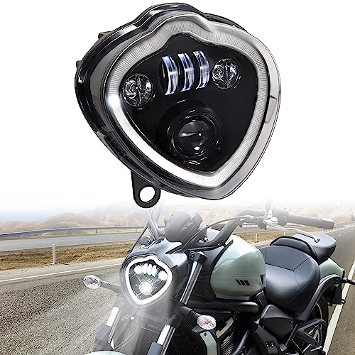VEISUTOR LED Headlights for Kawasaki Vulcan 650 15-25, Projector LED Headlamp Front Lights with High Low bean DRL Halo Ring lights for Kawasaki Vulcan S 650 EN650 2015-2025, Replace #YGJM-0031