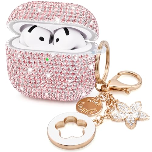 VISOOM Cute Jewelry Case for Airpods 4 Cases 2024 Cover Women, Sparkly Air pods 4 Gen Cases Hard TPU Airpod Case 4th Generation Glitter iPods 4 Case with Bling Keychain for iPods Earbuds Airpods 4th