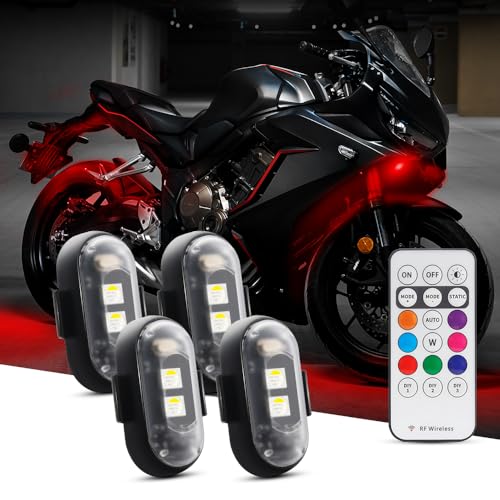 WQEYU Colorful Led Aircraft Strobe lights Motorcycle Lights,LED Flash Position Wireless Light Aircraft Airplane Helicopter Warning Lights (4PCS)