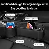 2 Packs Car Seat Gap Filler Organizer, Car Seat Organizer, Seat Gap Storage Box with Cup Holders for Drink, Car Leather Cup Holder Gap Bag Front Seat for Phone, Sunglasses,Keys(Left+Right Side)