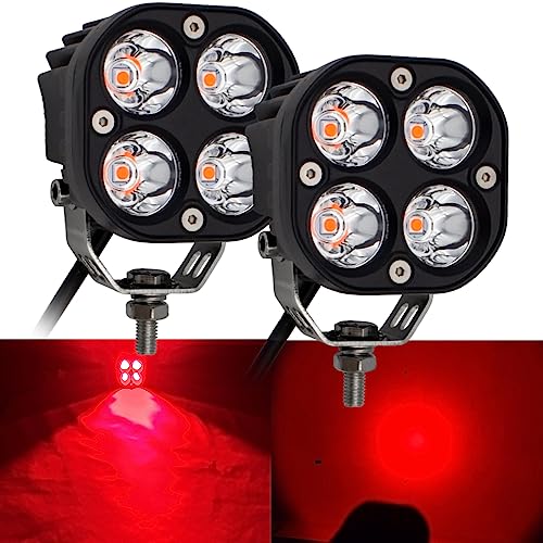 Szdystar LED Red Offroad Driving Fog Lights Pod Lights Auxiliary Work Lights 2Pcs 40W 3Inch Red Hunting Fishing Lights fit for Fish Pig Truck Deer Hog Predator ATV 4WD Truck Trator Cart Boat Golf