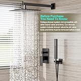 HoliSpa Shower System, Black Shower Faucet Set with 12-Inch Rain Showerhead and Handheld Spray, Wall Mounted High-Pressure Showerhead Combo Set Included Valve and Trim, Matte Black