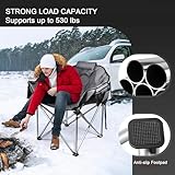 Heated Camping Chair Folding Sports Outdoor Recreation Camping Hiking Furniture, 3 Level Heat Adjustment for Back & Seat, Foldable Warmed Lawn Chairs for Open air Patio Trip Expedition Power Bank NOT