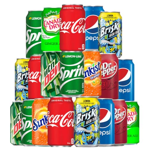 Soda Soft Drink Variety, 8 Flavor Soda Assortment Variety 12 Fl Oz. Cans (24 - Pack)