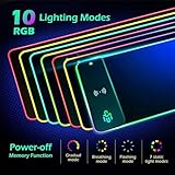 GIM Wireless Charging RGB Gaming Mouse Pad 15W, LED Mouse Mat 800x300x4MM, 10 Light Modes Extra Large Mousepad Non-Slip Rubber Base Computer Keyboard Mat for Gaming, MacBook, PC, Laptop, Desk