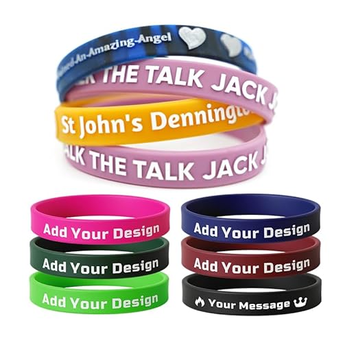 10/30/50/100 PCS Custom Silicone Wristbands bulk for Events, Party, Awareness, Personalized Multi-color Bracelets Bulk (Embossed Text)