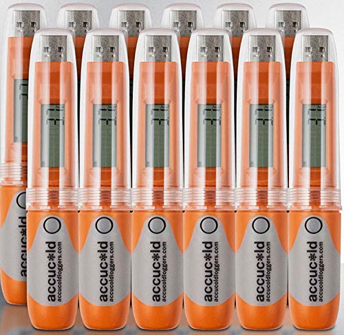 Summit Appliance DLSA11-12P Set of 12 Portable USB Temperature Data Loggers with LCD Display, Visual Alarm Indicator, Displays Celsius or Fahrenheit, Reliable Logging, User-Set Logging Interval