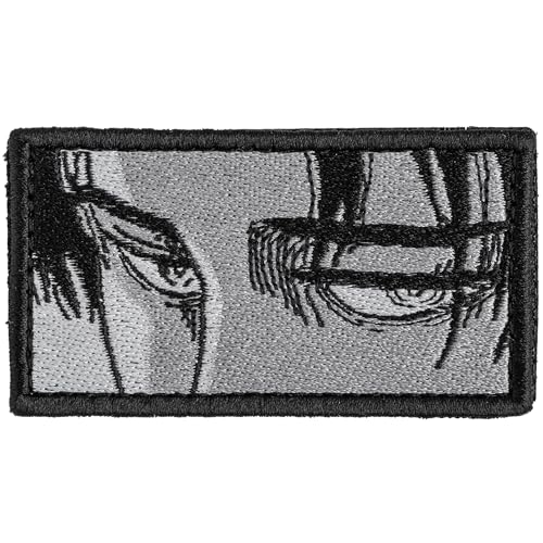 SHEVRONESS Anime Eyes Levi Tactical Funny Morale Patch for Hats, Vests, Jeans, Backpacks, All Clothes, and Gear - Highly Durable and Incredibly Resistant to Fading and Tearing - 3.2 x 1.7 in