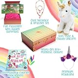 The Memory Building Company Kids Toys - Large Unicorn Surprise Box for Girls and Boys w/Unicorn Plush, Coloring Book and Markers, Jewelry and Horn Headband - Awesome Gift for Girls Age 6 & Up