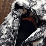 Idopy Men`s Luxury Faux Fur Hoodie Coats Sleeveless Jacket Vest With Hood (US M(tag XL), Black Grey)