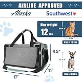 GAPZER Cat Carrier Alaska Airline TSA Approved 17x11x9.5 Soft-Sided Small Pet Air Travel Carry Bag, Southwest Airplane Kitten 12lbs Crate in Cabin Under-Seat Traveling Cage Tiny Dog Under 8 Pound