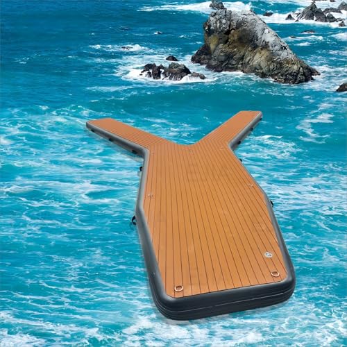 AIRMAT FACTORY 20FT Inflatable Y-Shaped Dock Platform for Jet Skis, Boats & Yachts – Durable Inflatable Floating Dock with Non-Slip EVA Surface