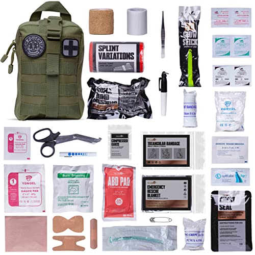 TACTICON V3 Extensive IFAK Trauma First Aid Kit | EMT Survival Med Kit | Chest Seals | Israeli Bandage | Bandages | Belt or MOLLE Attachment | Tactical Emergency Medical Pouch - OD Green