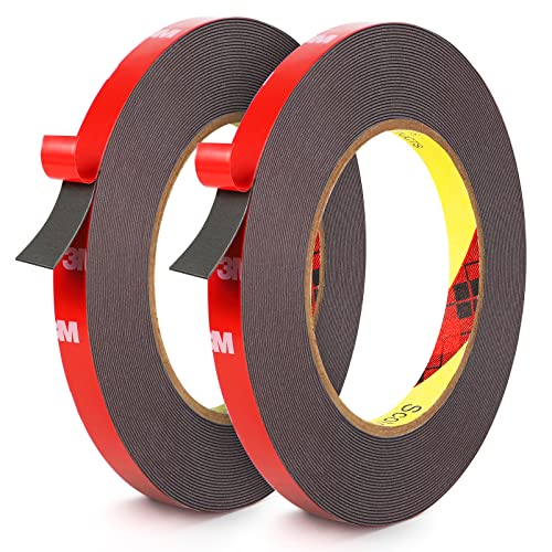 Double Sided Tape 2 Pack, 33FT x 0.4IN Heavy Duty Mounting Tape, Two Sided Acrylic Foam Tape, 2 Sided Strong Adhesive Tape Made of 3M VHB for Home Office Car Automotive Decor