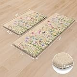 KIMODE Anti Fatigue Kitchen Mat, 17"x47"+17"x29" Floral Kitchen Rugs Sets of 2, Farmhouse Kitchen Floor Mats Non-Slip Cushioned, Comfort Standing Desk Mat for Sink, Laundry,Home Brown