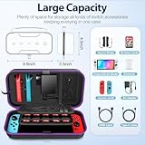 Switch OLED Carrying Case Compatible with Nintendo Switch/OLED Model, Portable Switch Travel Carry Case Fit for Joy-Con and Adapter, Hard Shell Protective Switch Pouch Case with 20 Games, Purple