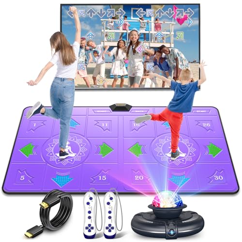 FWFX Electronic Dance Mats - Exercise Dance Pad Game for TV, Double Dancing Game for Kids and Adults, Wireless Musical Dancing Mat, Xmas Birthday Toys Gifts for 5 6 7 8 9 10 11 12 Year Old Girls