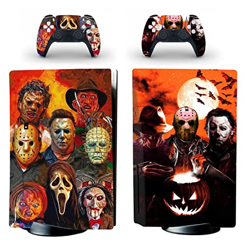 Vanknight Standard Console Skin Controllers Sticker Decals Compatible with PS5 Standard Disc Console Controllers Horrors