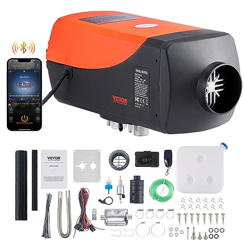 VEVOR Diesel Heater 5KW, Diesel Air Heater with Bluetooth App Control, Automatic Altitude Adjustment, Remote Control and LCD, Diesel Parking Heater for RV Trailer Camper Van Boat And Indoors