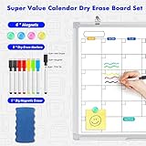 Dry Erase Calendar Whiteboard for Wall, 36" x 24" Magnetic Monthly WhiteBoard Calendar Dry Erase, Wall Hanging Aluminum Frame Calendar Board with Tray for Home, School, Office (Silver Frame)