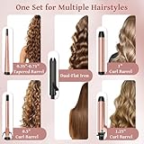 Ufree 5 in 1 Curling Iron with Interchangeable Ceramic Barrels (0.35"-1.25"), Curling Wand Set with Flat Iron Hair Straightener, Instant Heat Up, Dual Voltage Hair Curler, Gifts for Women