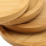 PINGEUI 30 Pack 3 Inch Round Bamboo Coasters, Natural Wooden Drink Coasters, Round Bamboo Saucer Decorative Succulent Bamboo Tray for Cups, Outdoor and Indoor Plant Pots