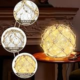 5.5" Glass Fishing Float Night Light – Cracked Glass Ball, Battery Powered Nautical Lamp for Coastal Beach Decor