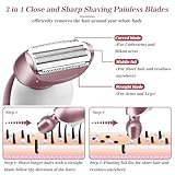 Akunbem Electric Shaver for Women for Legs Bikini Trimmer Electric Razors for Women Underarm Public Hairs Rechargeable Womens Shaver Wet Dry Use Painless Cordless with Detachable Head (Pink)