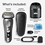 Braun Electric Razor for Men, Series 9 Pro 9465cc Wet & Dry Electric Foil Shaver with ProLift Beard Trimmer, Cleaning & Charging SmartCare Center, Head Shavers for Bald Men, Noble Metal