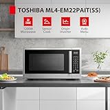 TOSHIBA ML4-EM22PAIT(SS) Countertop Microwave Oven with Sensor Cook, 6 Auto Menus, Origin Inverter, Child Lock, 2.2 Cu Ft for Large Family, 16.5 Inch Removable Turntable, 1200W, Stainless Steel