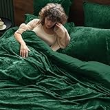 PHF Truly Velvet Duvet Cover Set King Size, 3pcs Ultra Soft Breathable Comforter Cover Set, Luxury Cozy Flannel Duvet Cover with Pillow Shams Bedding Collection, 104" x 90", Emerald Green