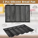 Maxcheck 2 Pcs Silicone Perforated Baking Forms Sandwich Mold French Baguette Bread Pan Mat 5 Loaf Non Stick Baking Liners for Home Baking