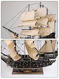 SAILINGSTORY Wooden Pirate Ship Model Black Pearl Model Ship Sailboat Decor Beige Sails 20.5"