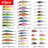 Aorace 43pcs Bass Fishing 56pcs Lures Kit Set Topwater Hard Baits Minnow Crankbait Pencil VIB Swimbait for Bass Pike Fit Saltwater and Freshwater