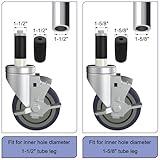 OK5STAR 4 inch Prep Table Casters Set of 4 for Commercial Kitchen Prep Tables, Expanding Stem Caster Wheels for Table Legs All with Brake Fit 1-1/2" and 1-5/8" Inner Diameter Leg Tube Adapter Caster