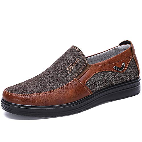 COSIDRAM Mens Loafer Casual Shoes Canvas Lightweight Driving Travel Walking Shoes Soft Slip on Brown 12