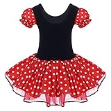 Toddler Girl Polka Dots Party Fancy Costume Birthday Tutu Dress up Dance Leotard Gymnastic Cosplay Gown w/Mouse Ear Headband Red 3-4 Years