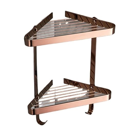 shower organizer Estante De Esquina De Cobre Para Baño, Estante De Ducha De Latón Macizo, Soporte De Almacenamiento Para Limpiador De Gel Y Champú, Montado En La Pared, Oro Rosa Perforado Para Uñas wa