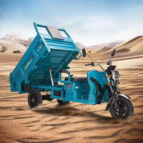 Electric Tricycle Cargo Van for Adult，1000W Differential Motor, 60V~45A Large Capacity Battery，Multifunctional 3 Wheeled Home/Warehouse Delivery Vehicle 1300KG Loader Hopper, Range 45km，Equipped With