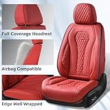 Coverado Car Seat Covers Full Set, Seat Covers, Car Seat Cover, Car Seat Covers Front Seats Back Seat Cover, Waterproof Car Seat Cushion, Leather Red Seat Cover Seat Protector Universal Fit Most Cars