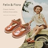 Felix & Flora Toddler Little Girl Brown Mary Jane Dress Shoes - Ballet Flats for Easter Flower Girl Party School Shoes（Brown,6 Toddler