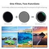 K&F Concept 58mm Variable Fader ND2-ND32 ND Filter and CPL Circular Polarizing Filter 2 in 1 for Camera Lens No X Spot Waterproof Scratch Resistant (Nano-X Series)