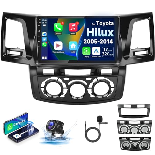 2+32G for Toyota Hilux 2005-2014 Android13 Car Radio Stereo, Wireless Carplay Android Auto 9”Touch Screen Bluetooth Car Audio Receiver GPS Navigation WiFi Backup Camera FM/RDS+SWC for Hilux Radio