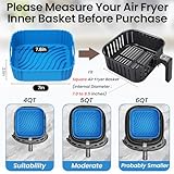 Redfly 3 Air Fryer Silicone Liners, Square Air Fryer Liners, Silicone Air Fryer Liners Reusable for 4-5.5 QT, Airfryer Liners Silicone, Air Fryer Accessories Red&Blue&Black, Top 7.9 In, Bottom 7 In