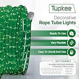 Tupkee LED Rope Light Green - for Indoor and Outdoor use, 24 Feet (7.3 m) - 10MM Diameter - 144 LED Long Life Bulbs Rope Tube Lights - Pack of 2